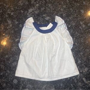 Janie and Jack Girls White Dress Shirt Fluttered Sleeve Size 7 Cotton NWT